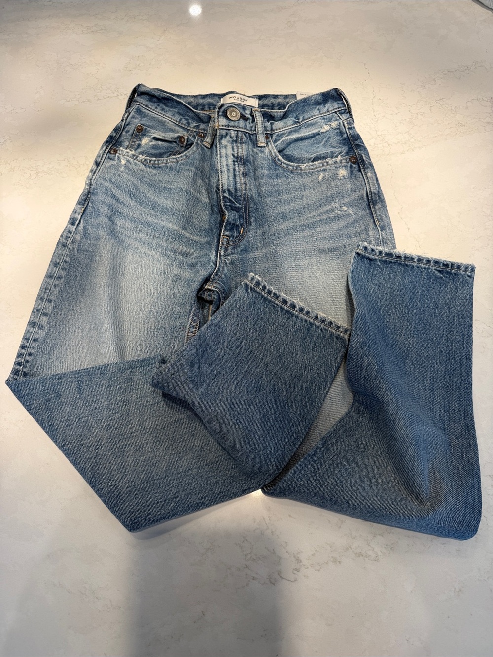 Moussy Medium Light Blue Straight-Leg Denim Jeans